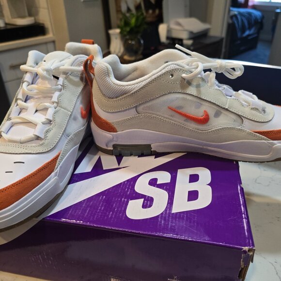 Nike Air Max Ishod Wair Mens SB Summit White & Orange Skate Shoe SZ 10 MENS NEW - Picture 4 of 14